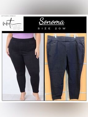 Sonoma Womens Eleastic Waist Pull on Skinny Jegging Plus 20W Stretch Black